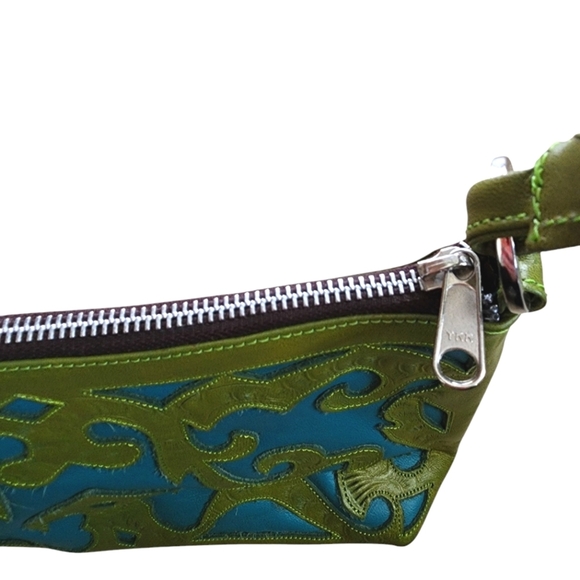 LEADERS IN LEATHER J.L Saldivar green/blue leather purse - Picture 2 of 8